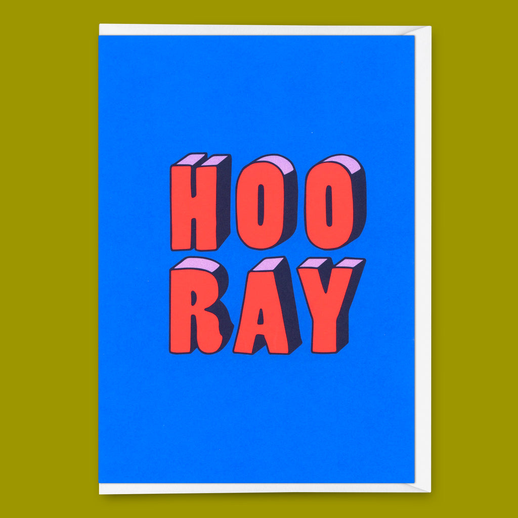 Deli Cards Grußkarte "Hooray 3D-Typo" | Coole Klappkarte für jeden Anlass