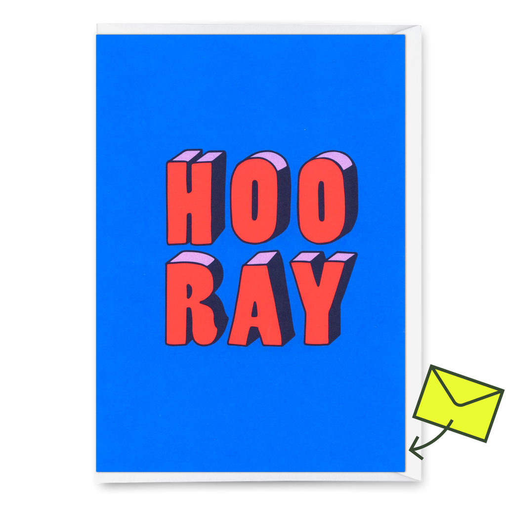 Deli Cards Grußkarte "Hooray 3D-Typo" | Coole Klappkarte für jeden Anlass