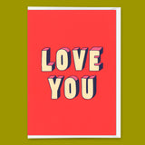 Deli Cards Grußkarte "Love You 3D-Typo" | Coole Klappkarte für Verliebte