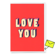 Deli Cards Grußkarte "Love You 3D-Typo" | Coole Klappkarte für Verliebte