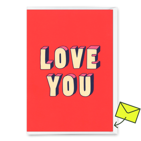 Deli Cards Grußkarte "Love You 3D-Typo" | Coole Klappkarte für Verliebte