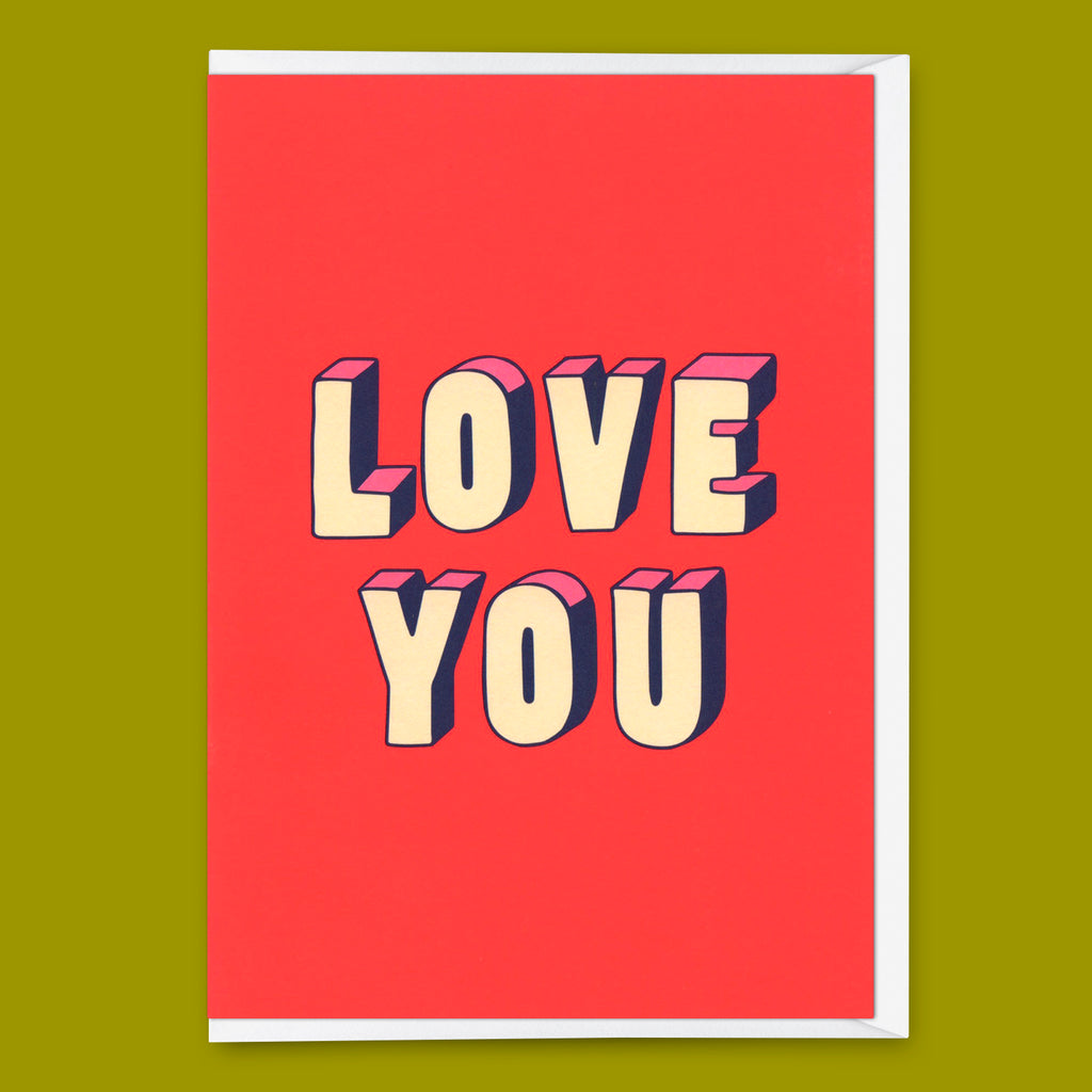 Deli Cards Grußkarte "Love You 3D-Typo" | Coole Klappkarte für Verliebte