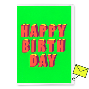 Deli Cards Grußkarte "Happy Birthday 3D-Typo" | Coole Klappkarte zum Geburtstag