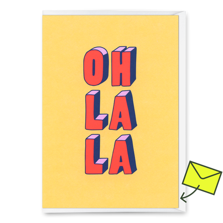Deli Cards Grußkarte "Oh la la 3D-Typo" | Coole Klappkarte für jeden Anlass