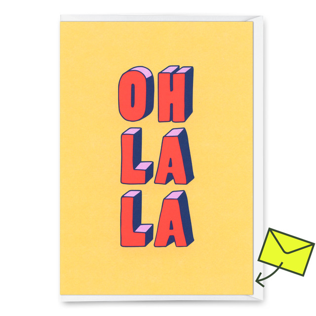 Deli Cards Grußkarte "Oh la la 3D-Typo" | Coole Klappkarte für jeden Anlass