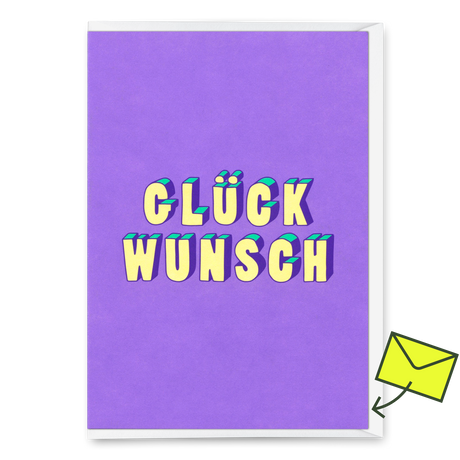 Deli Cards Grußkarte "Glückwunsch 3D-Typo" | Coole Klappkarte für jeden Anlass