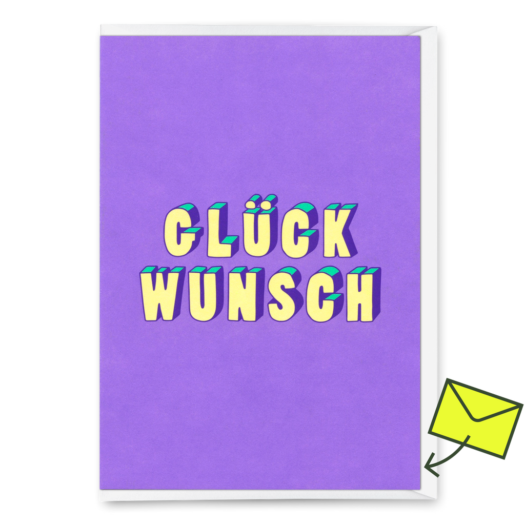 Deli Cards Grußkarte "Glückwunsch 3D-Typo" | Coole Klappkarte für jeden Anlass