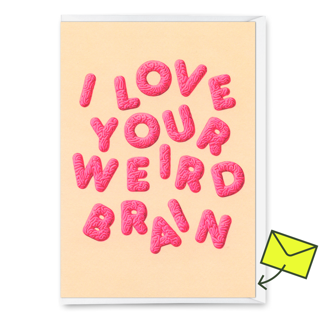 Deli Cards Grußkarte "Weird brain" | Lustige Klappkarte für Verliebte