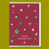 Deli Cards Grußkarte "Xmas Schneeflocken Weinrot" | Besondere Karte zu Weihnachten