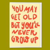 Deli Cards Grußkarte "Never grow up" | Lustige Klappkarte zum Geburtstag