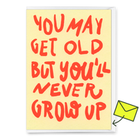 Deli Cards Grußkarte "Never grow up" | Lustige Klappkarte zum Geburtstag