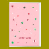Deli Cards Grußkarte "Schneeflocken Rosa" | Schöne Klappkarte zu Weihnachten
