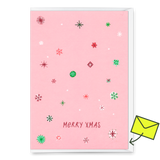 Deli Cards Grußkarte "Schneeflocken Rosa" | Schöne Klappkarte zu Weihnachten