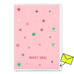Deli Cards Grußkarte "Schneeflocken Rosa" | Schöne Klappkarte zu Weihnachten