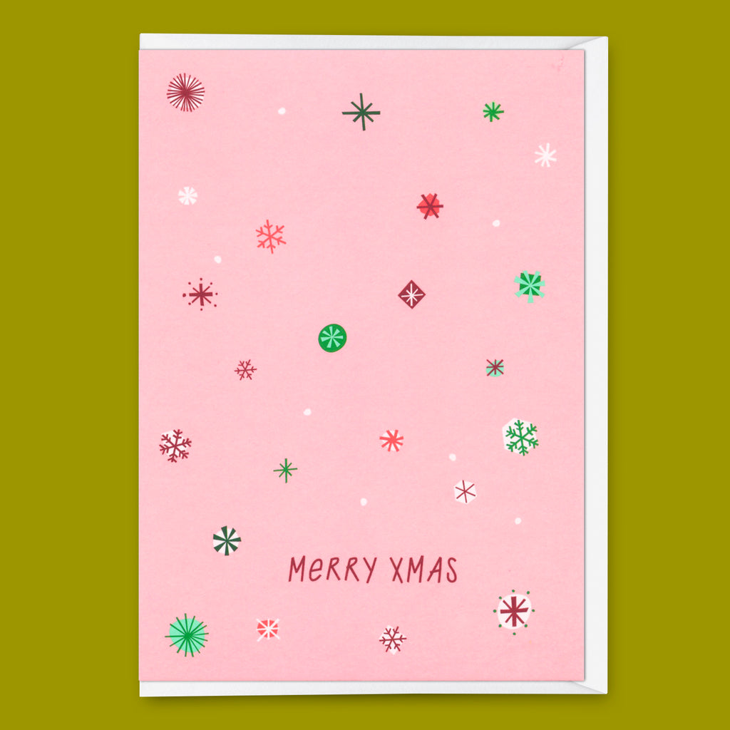 Deli Cards Grußkarte "Schneeflocken Rosa" | Schöne Klappkarte zu Weihnachten