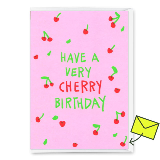 Deli Cards Grußkarte "Very cherry birthday" | Coole Klappkarte zum Geburtstag