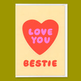 Deli Cards Grußkarte "Love you, Bestie" | Schöne Freundschafts-Klappkarte