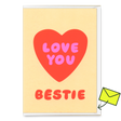 Deli Cards Grußkarte "Love you, Bestie" | Schöne Freundschafts-Klappkarte