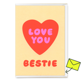 Deli Cards Grußkarte "Love you, Bestie" | Schöne Freundschafts-Klappkarte