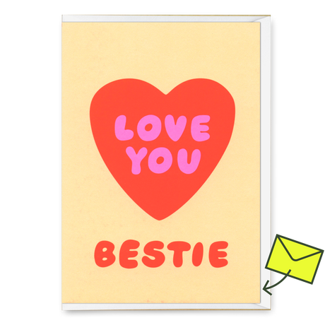 Deli Cards Grußkarte "Love you, Bestie" | Schöne Freundschafts-Klappkarte