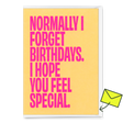 Deli Cards Grußkarte "Normally I forget birthdays" | Lustige Klappkarte zum Geburtstag