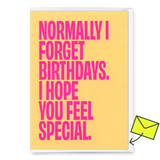 Deli Cards Grußkarte "Normally I forget birthdays" | Lustige Klappkarte zum Geburtstag