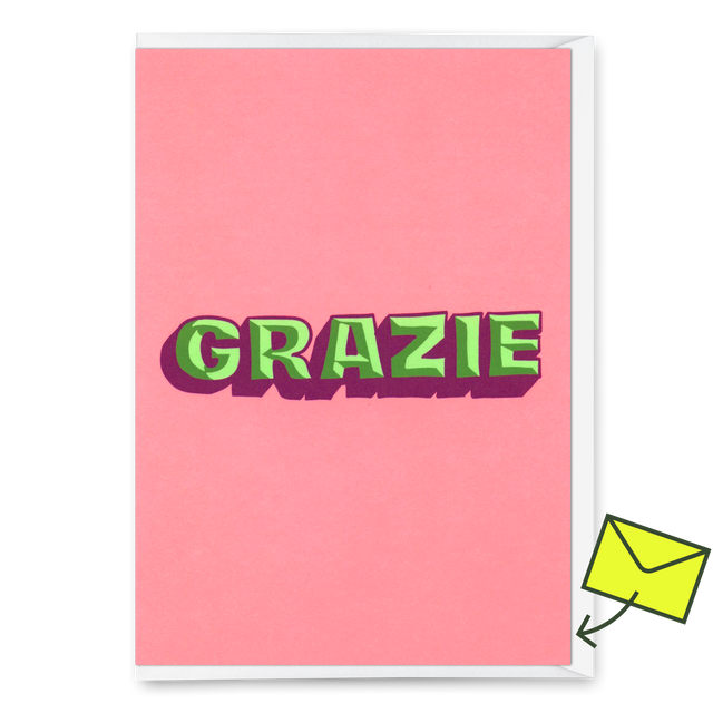 Deli Cards Grußkarte "Grazie 3D" | Coole Klappkarte zum Dankesagen