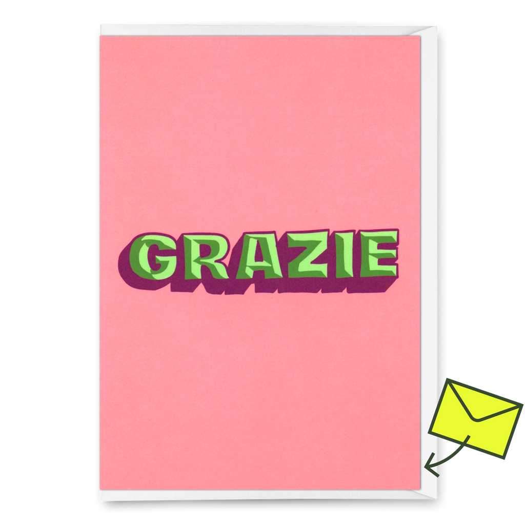 Deli Cards Grußkarte "Grazie" | Coole Klappkarte zum Dankesagen