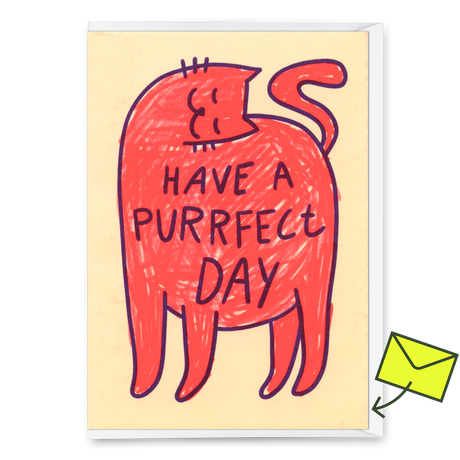 Deli Cards Grußkarte "Have a purrfect day" | Lustige Klappkarte mit Katzenmotiv