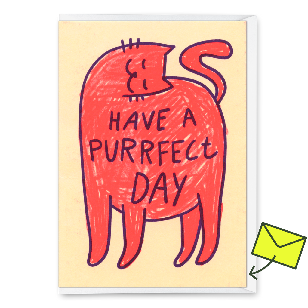 Deli Cards Grußkarte "Have a purrfect day" | Lustige Klappkarte mit Katzenmotiv