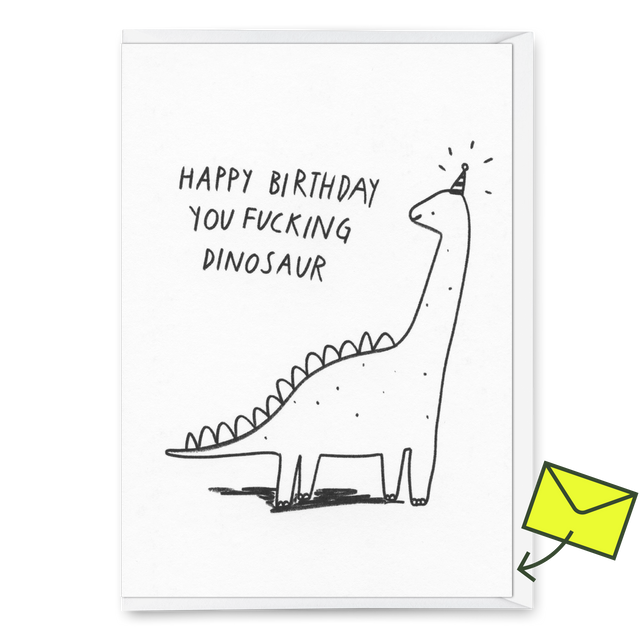 Deli Cards Grußkarte "Fucking dinosaur" | Lustige Klappkarte zum Geburtstag