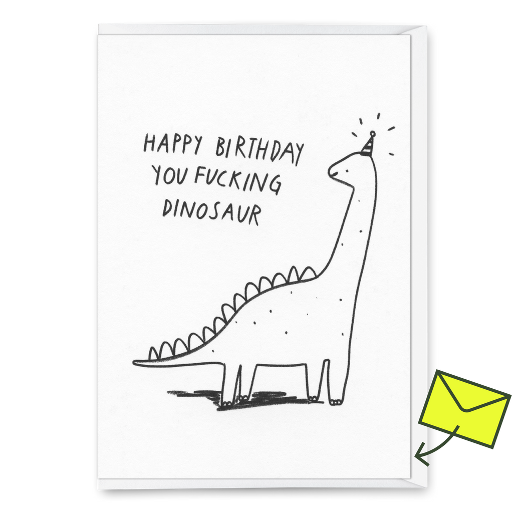 Deli Cards Grußkarte "Fucking dinosaur" | Lustige Klappkarte zum Geburtstag