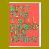 Deli Cards Grußkarte "I will remember your birthday" | Lustige Klappkarte zum Geburtstag