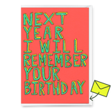 Deli Cards Grußkarte "I will remember your birthday" | Lustige Klappkarte zum Geburtstag