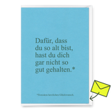 Deli Cards Grußkarte "Garnicht so gut gehalten" | Lustige Klappkarte zum Geburtstag