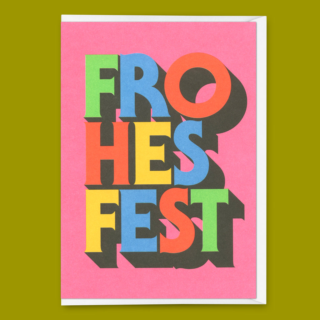 Deli Cards Grußkarte "FRO-HES-FEST" | Schöne Klappkarte zu Weihnachten
