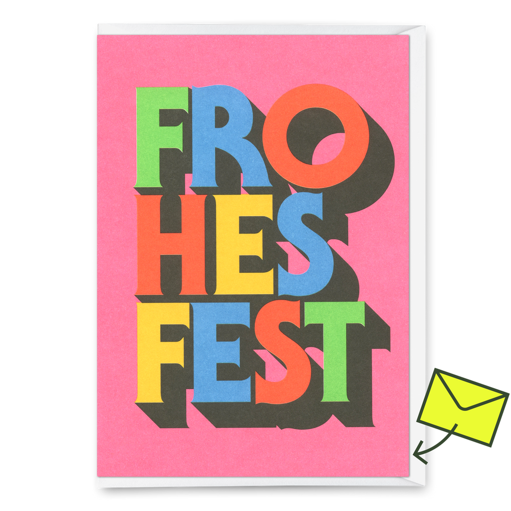 Deli Cards Grußkarte "FRO-HES-FEST" | Schöne Klappkarte zu Weihnachten