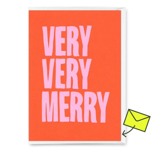 Deli Cards Grußkarte "Very very merry 2colors" | Schöne Klappkarte zu Weihnachten