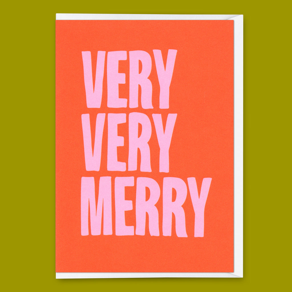 Deli Cards Grußkarte "Very very merry 2colors" | Schöne Klappkarte zu Weihnachten