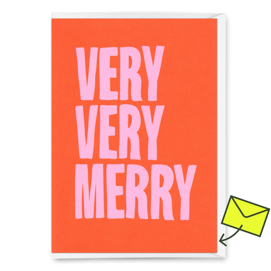 Deli Cards Grußkarte "Very very merry 2colors" | Schöne Klappkarte zu Weihnachten
