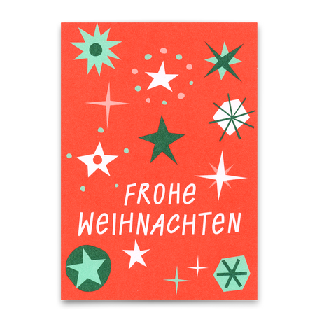 Deli Cards Grußkarte "Frohe Weihnachten Schneeflocken Rot" | Schöne Klappkarte zu Weihnachten