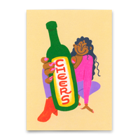Deli Cards Postkarte "Cheers Girl Bottle" | Besondere Karte für jeden Anlass