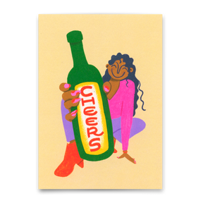 Deli Cards Postkarte "Cheers Girl Bottle" | Besondere Karte für jeden Anlass