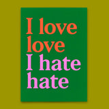 Deli Cards Postkarte "I love love Green" | Ausgefallene Karte mit Spruch