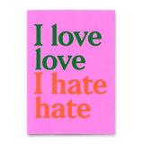 Deli Cards Postkarte "I love love Pink" | Ausgefallene Karte mit Spruch