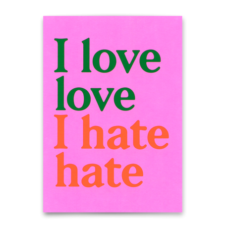Deli Cards Postkarte "I love love Pink" | Ausgefallene Karte mit Spruch