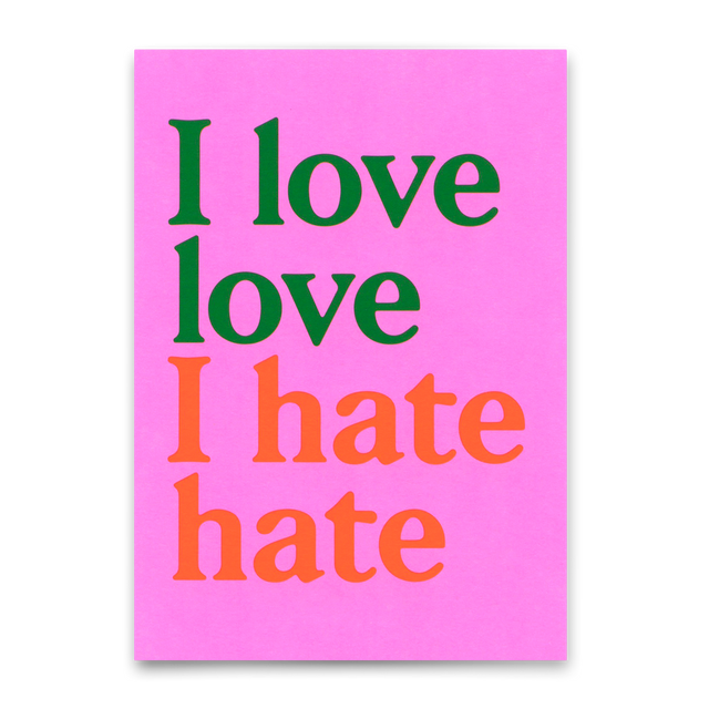 Deli Cards Postkarte "I love love Pink" | Ausgefallene Karte mit Spruch
