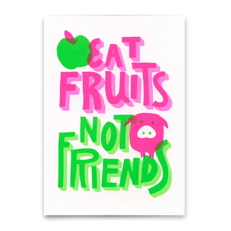Deli Cards Postkarte "Eat fruits, not friends" | Besondere Karte mit Spruch