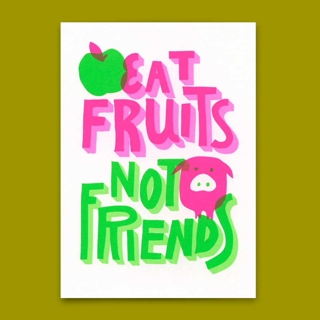 Deli Cards Postkarte "Eat fruits, not friends" | Besondere Karte mit Spruch