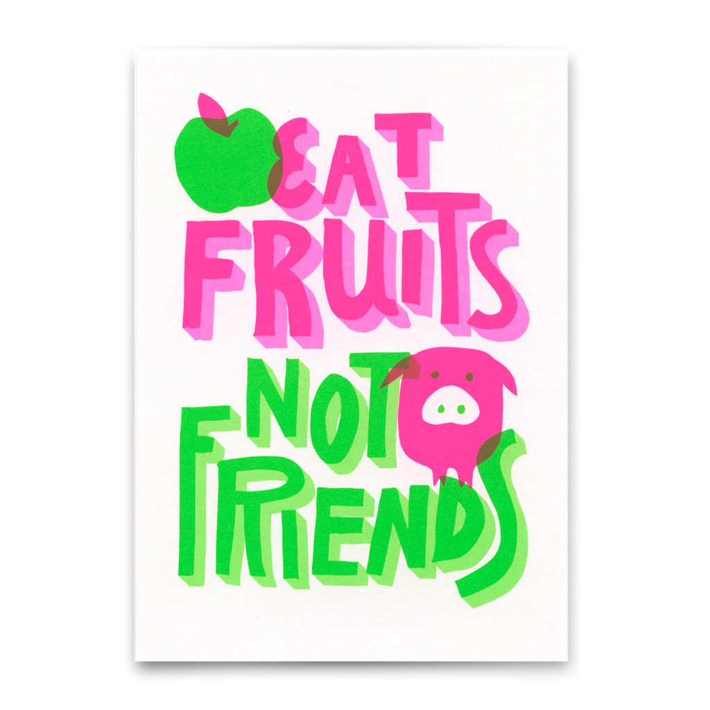 Deli Cards Postkarte "Eat fruits, not friends" | Besondere Karte mit Spruch